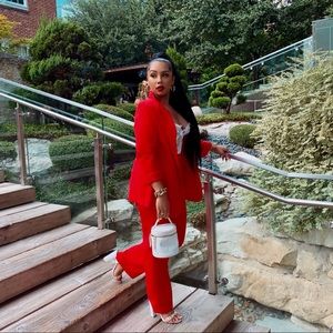 SOLD! Bright Red 2 Piece Pantsuit